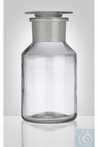 Steilbrustflasche, klar, weithals, 100 ml, NS 29/22, Abm. Ø 51 x H 95 mm, komplett mit NS...